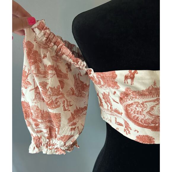 WeWoreWhat Coco Crop Top Terracotta ballon puff sleeve Size Large NWT - Picture 2 of 9